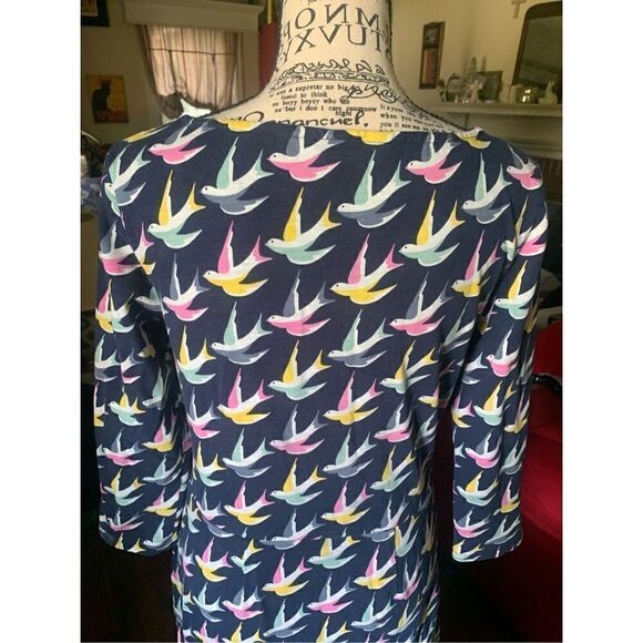 Boden Penny Jersey Swallow Dress Navy Blue - Picture 3 of 8